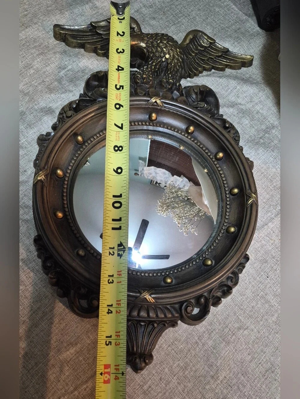 Vintage Syroco 4410 Federal Eagle Convex Bullseye Mirror Bronze Wall Decor USA